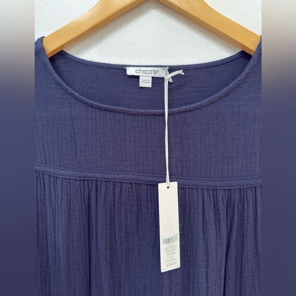 🆕 Chico's Navy Tiered Midi Dress, New with Tags, Size M (10) - Picture 3 of 5